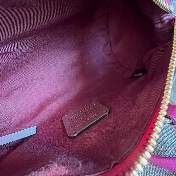 NWT COACH Lacey Crossbody CB874 In Signature Canvas Khaki/Cerise AUTHENTIC - Picture 5 of 6